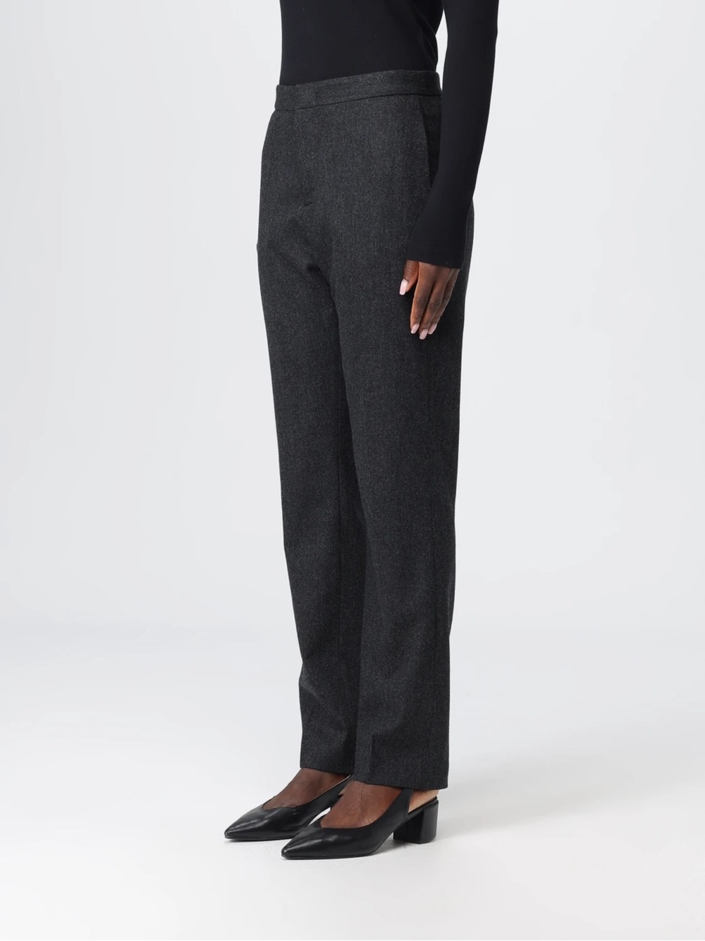 NWOT Virgin Wool Fabiana Filippi Classic Straight Leg Dress Pants Charcoal Gray